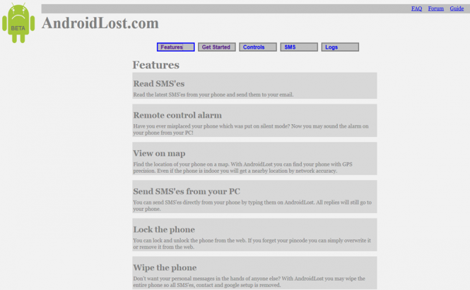 Android Lost Website