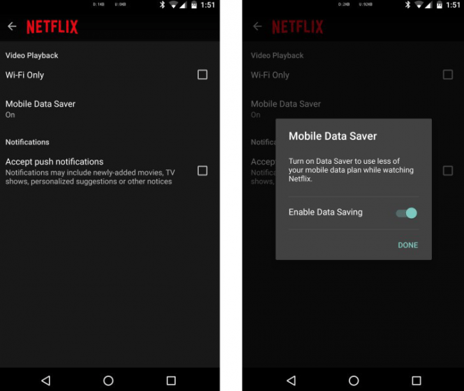 Mobile Data Saver feature