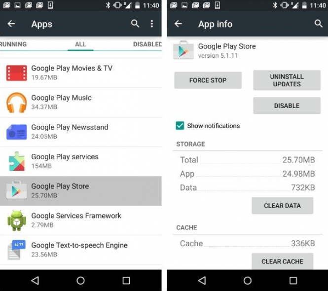 Play Store Cache and Data